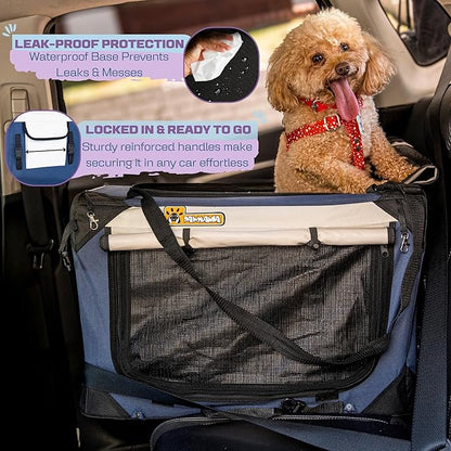 Extra Large Dog Cat Puppy Carrier 24"x16"x16" Foldable Soft Sided Travel Crate Portable Pet Kennel With Cushion Reduces Anxiety Saves Space Easy Vet Visits Secure Triple Entry Mesh Lightweight Durable