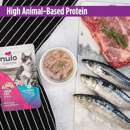 Nulo Freestyle Cat &amp; Kitten Wet Cat Food Pouch, Premium All Natural Grain-Free Soft Cat Food Topper with Amino Acids for Heart Health and High Animal-Based Protein