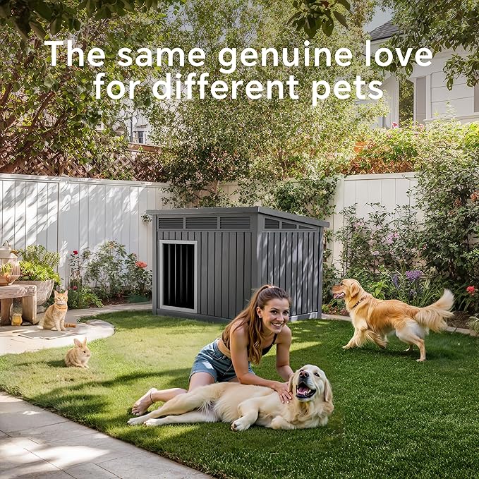 DRATO Dog House for Both Indoor and Outdoor with Weatherproof Roof Removable Floors for Medium to Large Dogs Interior Space (Black, Medium(32.2 * 25.12 * 24.13&