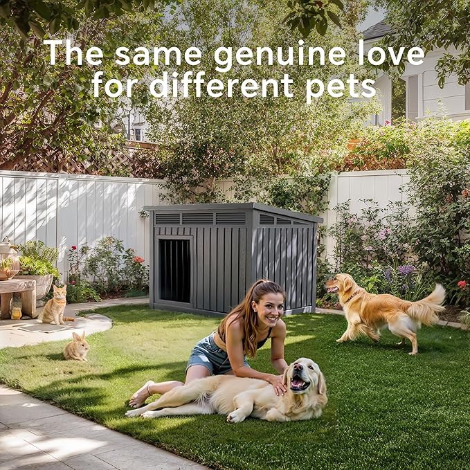 DRATO Dog House for Both Indoor and Outdoor with Weatherproof Roof Removable Floors for Medium to Large Dogs Interior Space (Gray, Medium(32.2 * 25.12 * 24.13&