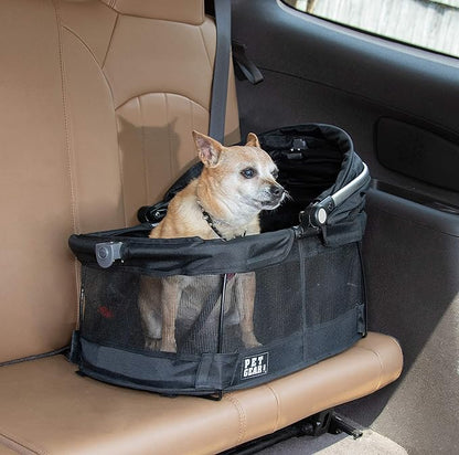 Pet Gear No-Zip View 360 Pet Safety Carrier &amp; Car Seat for Small Dogs &amp; Cats Push Button Entry,Available in 7 Colors,View 360 20-inch,Black