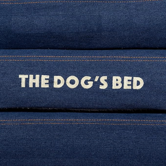 The Dog’s Bed, Med Blue Denim 30x23.5, Memory Foam, Pain Relief: Arthritis, Hip &amp; Elbow Dysplasia, Post Surgery, Lameness, Supportive, Calming, Waterproof Washable Cover, Veterinary Approved