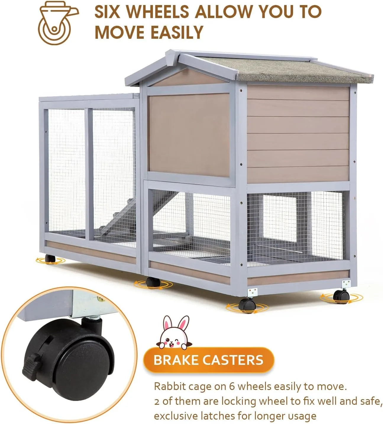 Rabbit Hutch Wooden Rabbit Cage Two Layers Chicken Coop Outdoor Indoor Bunny Cage Guinea Pig Cage Waterproof Roof Bu