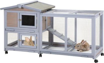 Rabbit Hutch Wooden Rabbit Cage Two Layers Chicken Coop Outdoor Indoor Bunny Cage Guinea Pig Cage Waterproof Roof Bu
