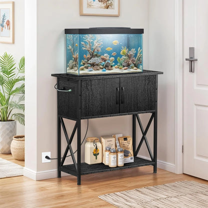 20-29 Gallon Fish Tank Stand with Cabinet for Fish Tank Accessories Storage, Metal Double Aquarium Stand, 30.71&