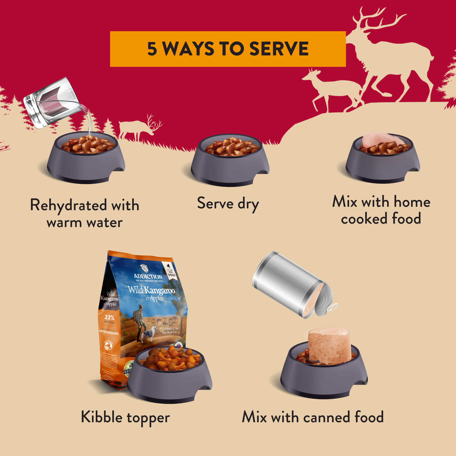 Addiction Venison Air-Dried Dog Food &amp; Treats Duo