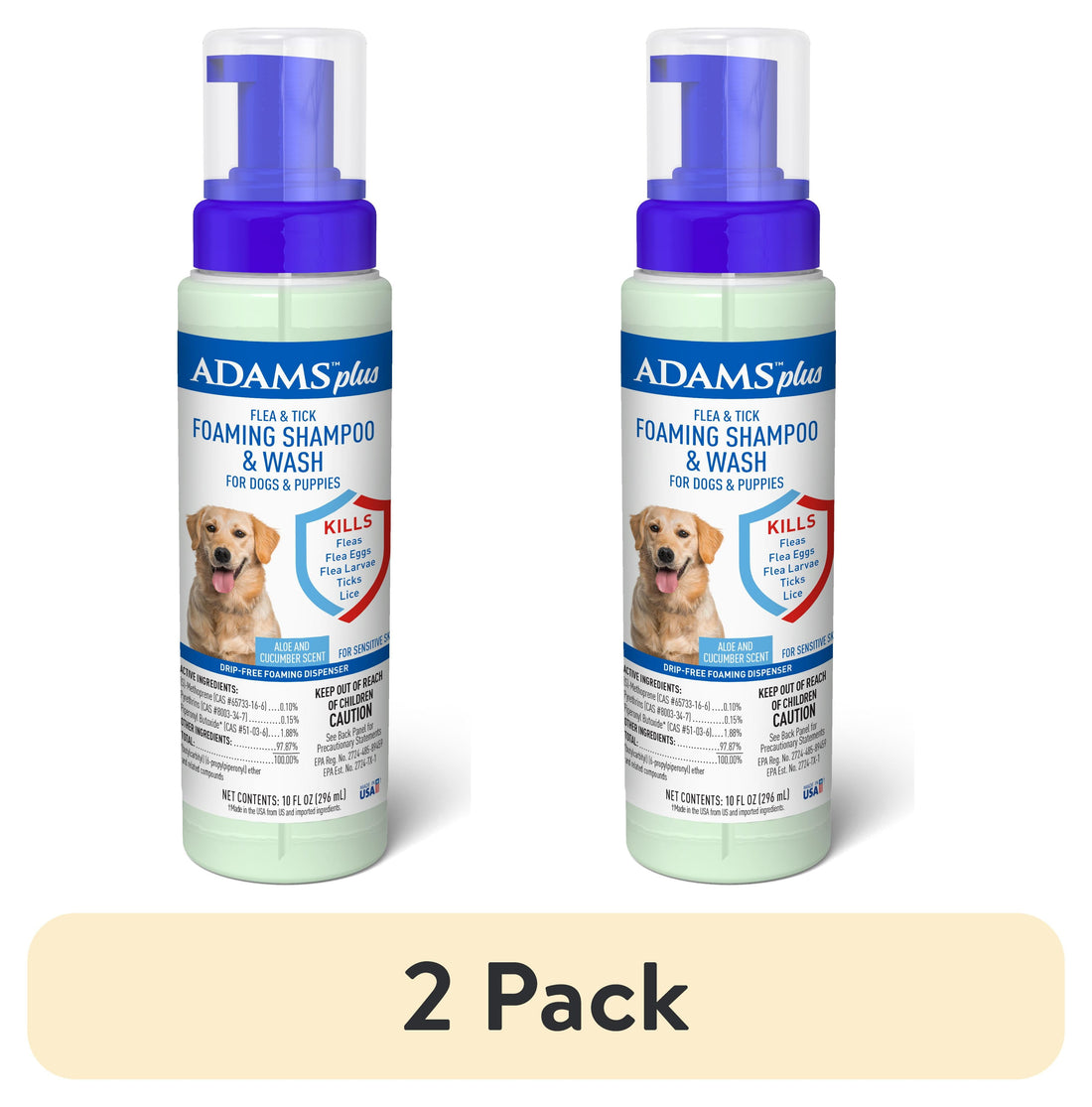 Keep Your Dog Happy and Flea-Free with ADAMS Plus Flea &amp; Tick Foaming Shampoo &amp; Wash - 2 Pack for Sensitive Skin!