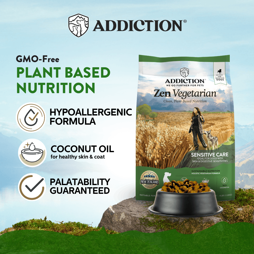 Addiction Zen Vegetarian Dog Food &amp; Vegan Treats Bundle