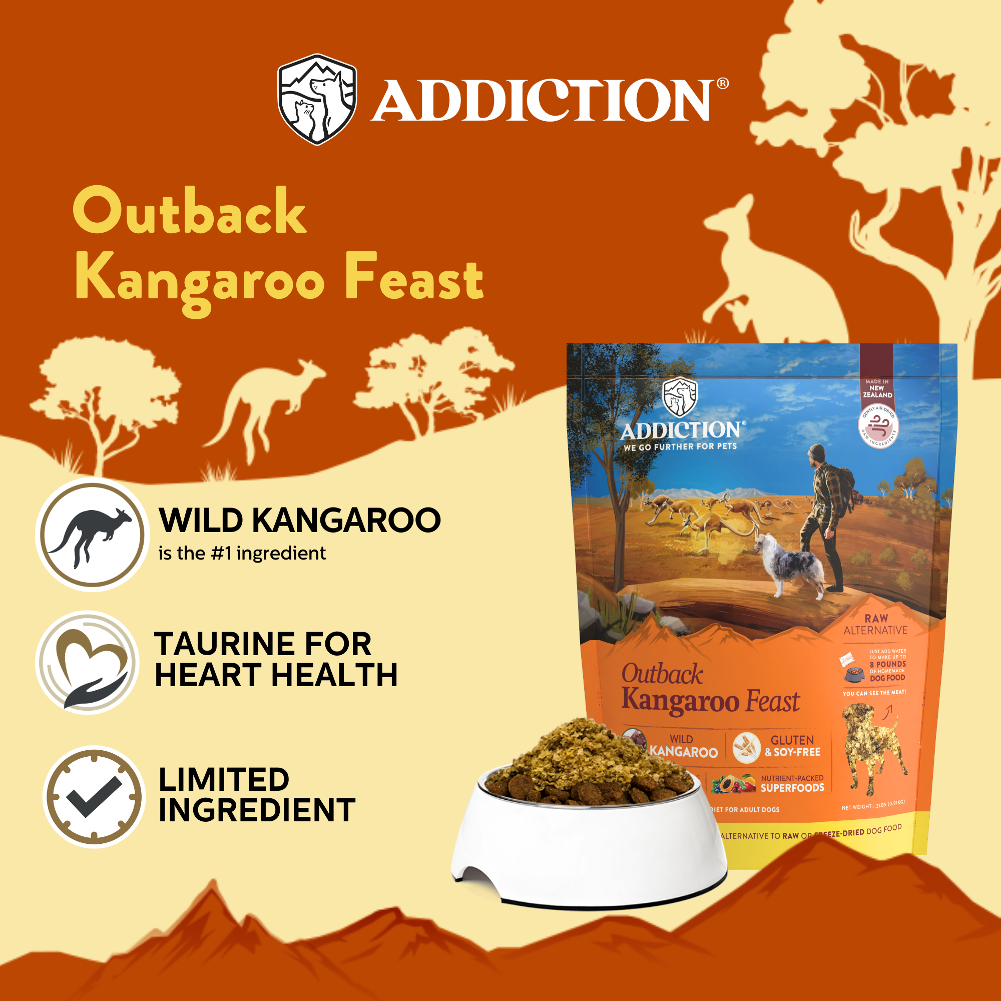 Addiction Kangaroo Dog Food &amp; Treats Bundle