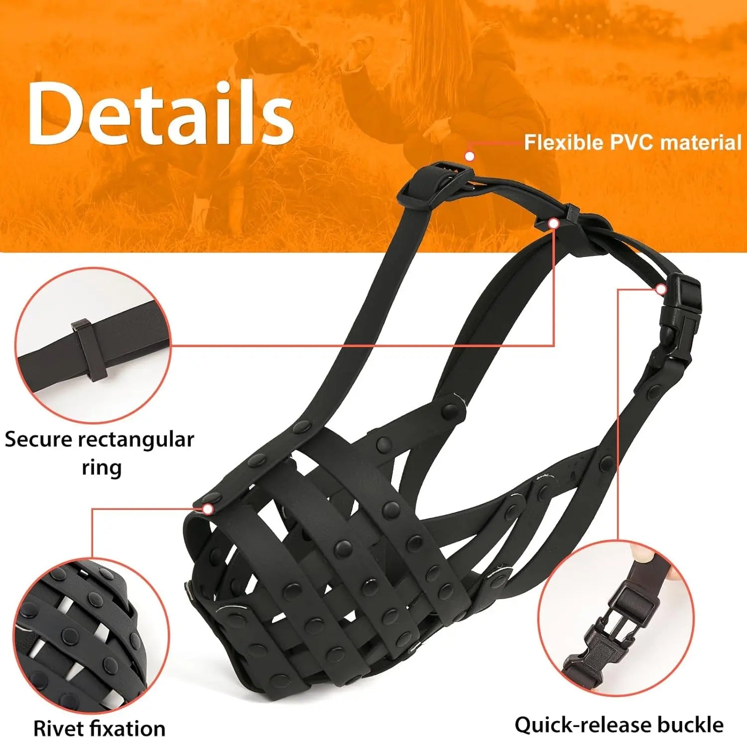 Adjustable Basket Dog Muzzle for Large &amp; Medium Dogs, Lightweight &amp; Breathable
