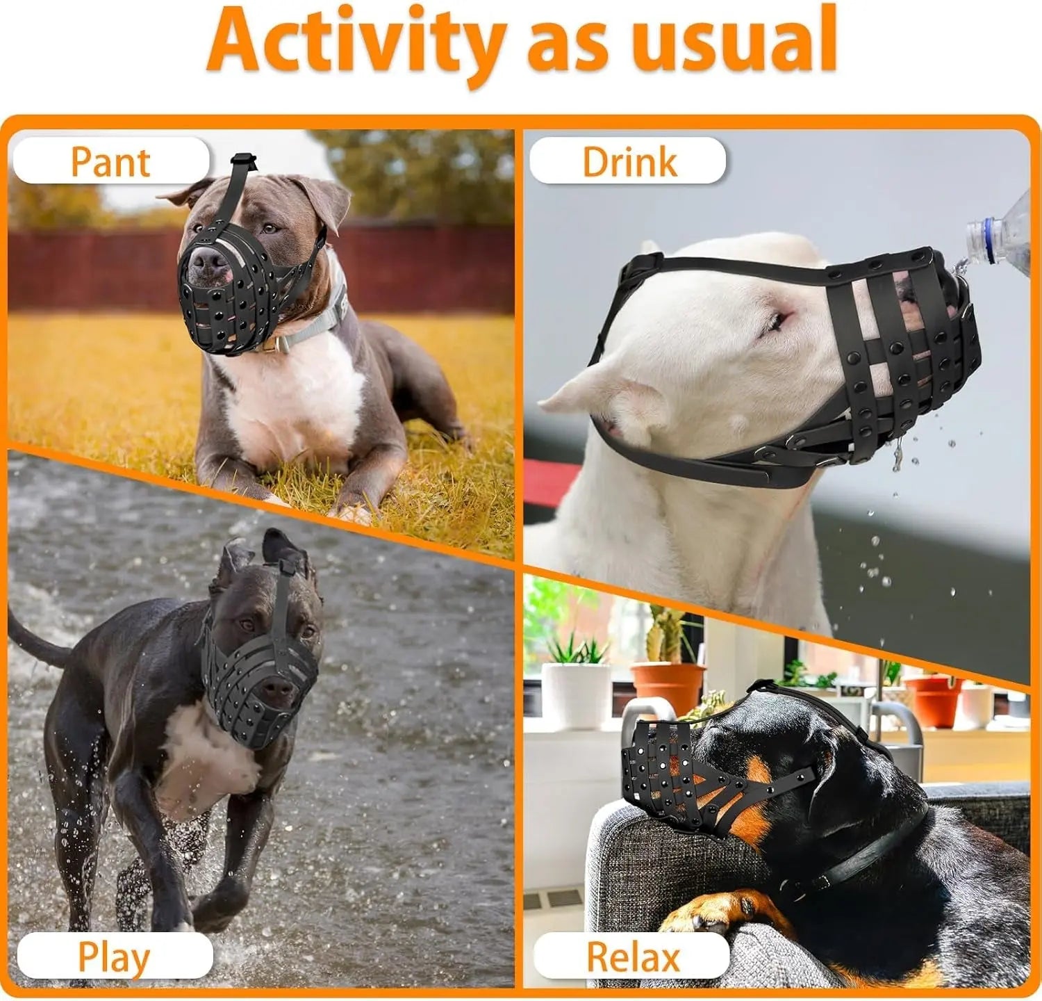 Adjustable Basket Dog Muzzle for Large &amp; Medium Dogs, Lightweight &amp; Breathable