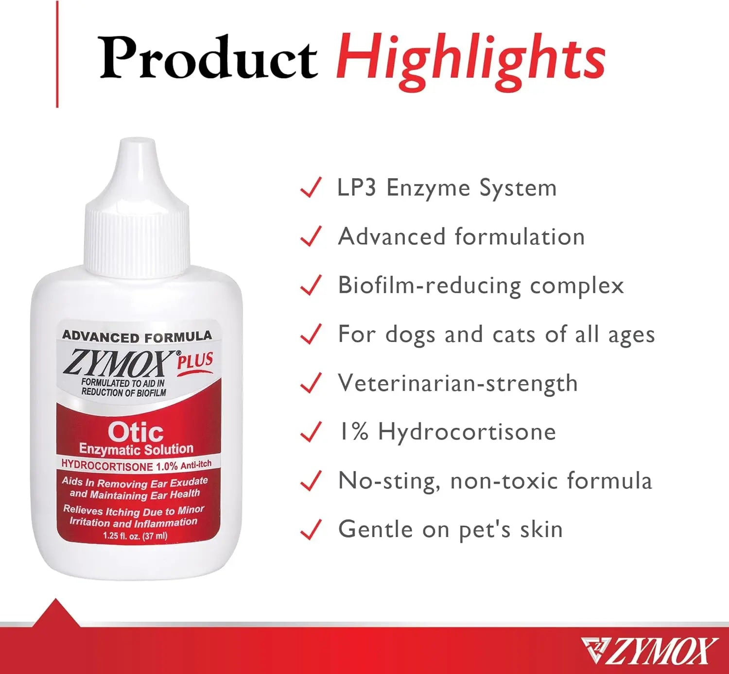 Advanced Plus Enzymatic Otic Ear Solution for Dogs &amp; Cats with Hydrocortisone