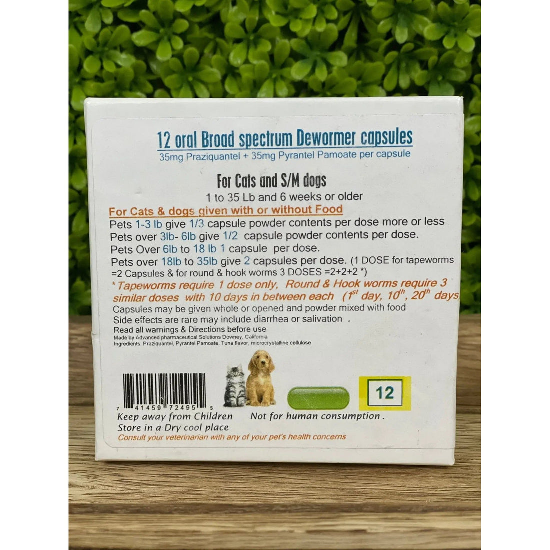 All Wormer Oral Broad Spectrum Dewormer Cat and Small Dogs 12 Caps