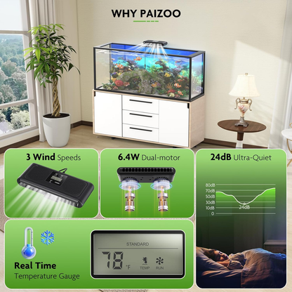 Aquarium Chiller Fan Auto Temp Control LCD 3-Speed Tank Cooler