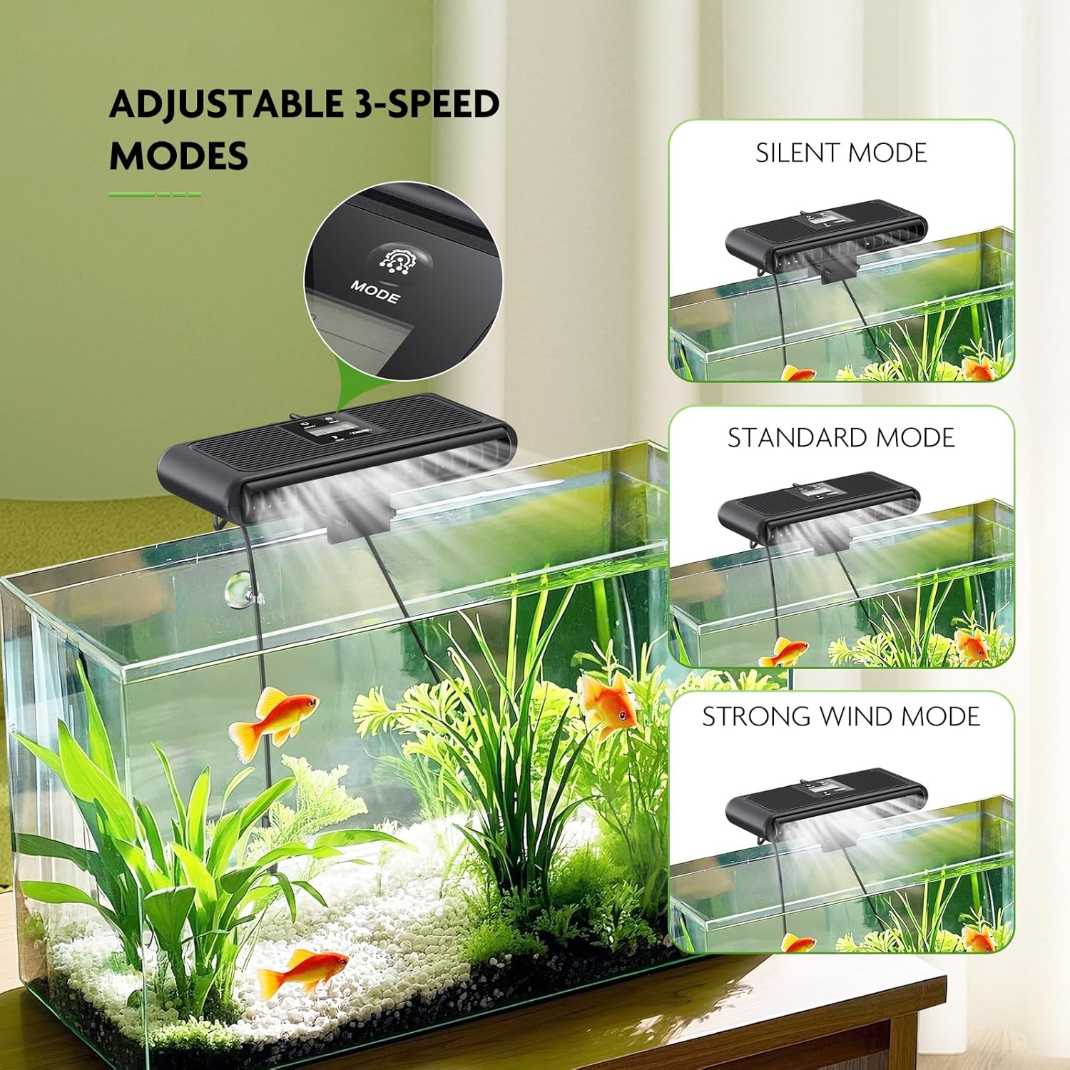 Aquarium Chiller Fan Auto Temp Control LCD 3-Speed Tank Cooler