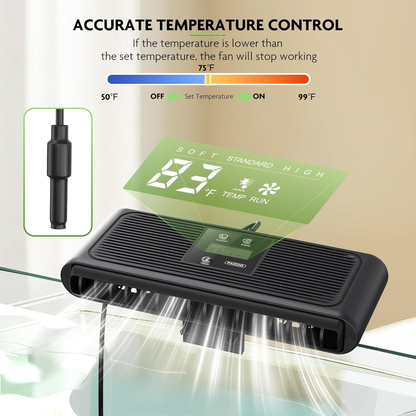 Aquarium Chiller Fan Auto Temp Control LCD 3-Speed Tank Cooler