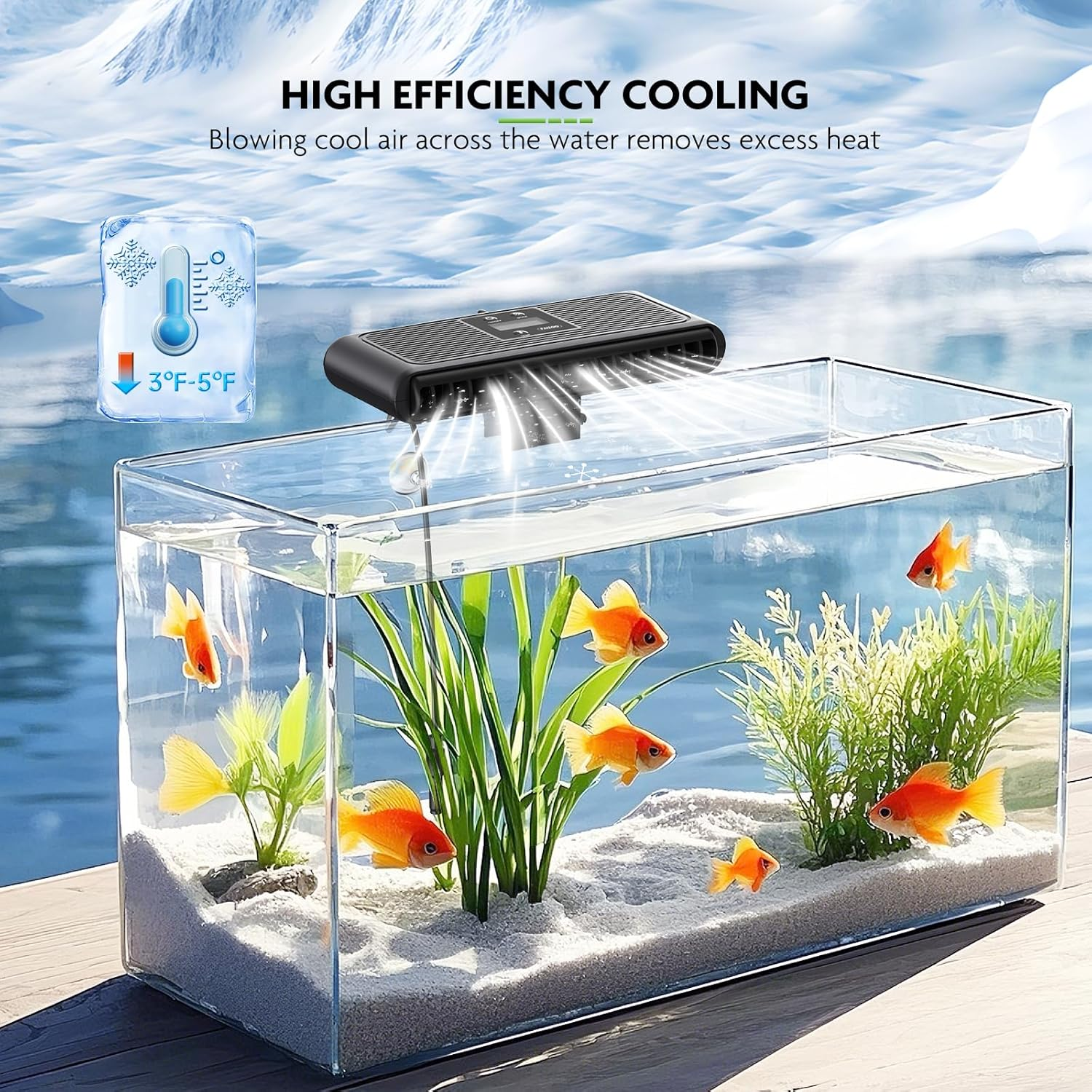 Aquarium Chiller Fan Auto Temp Control LCD 3-Speed Tank Cooler