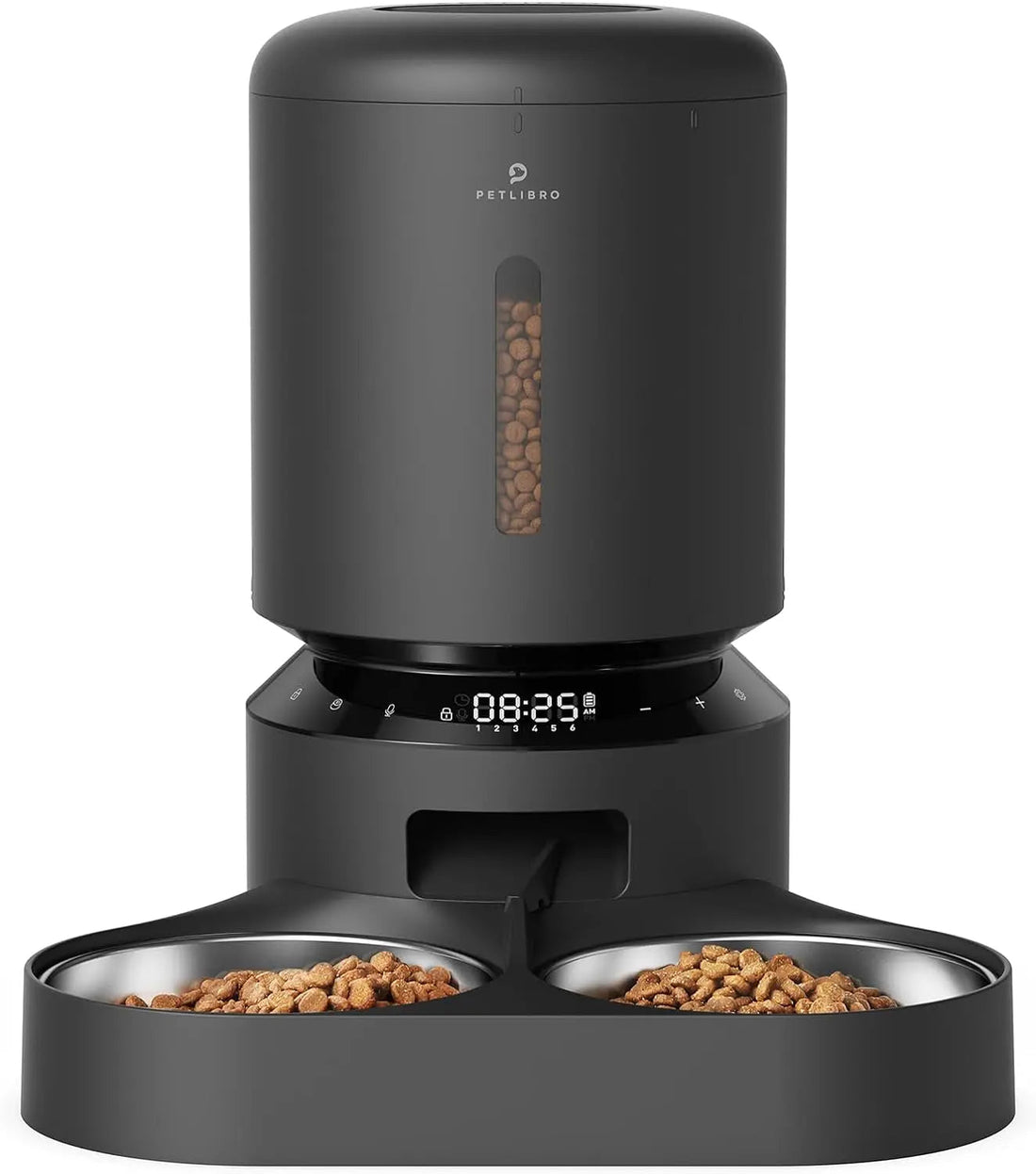 Automatic Cat Feeder with Timer, 6 Meals/Day, Freshness Lock &amp; Low Food Sensor. Smart Dry Food Dispenser for Cats &amp; Dogs