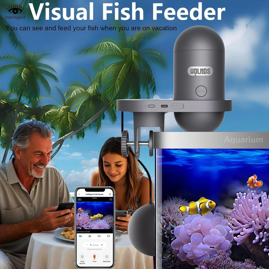 Automatic Fish Feeder WiFi (2.5 &amp; 5G) 2.5K Camera App Control 230ML Tank