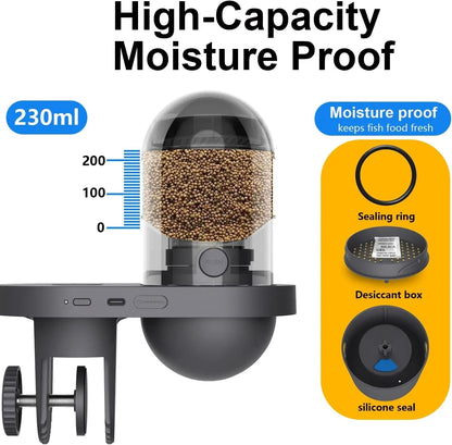 Automatic Fish Feeder WiFi (2.5 &amp; 5G) 2.5K Camera App Control 230ML Tank