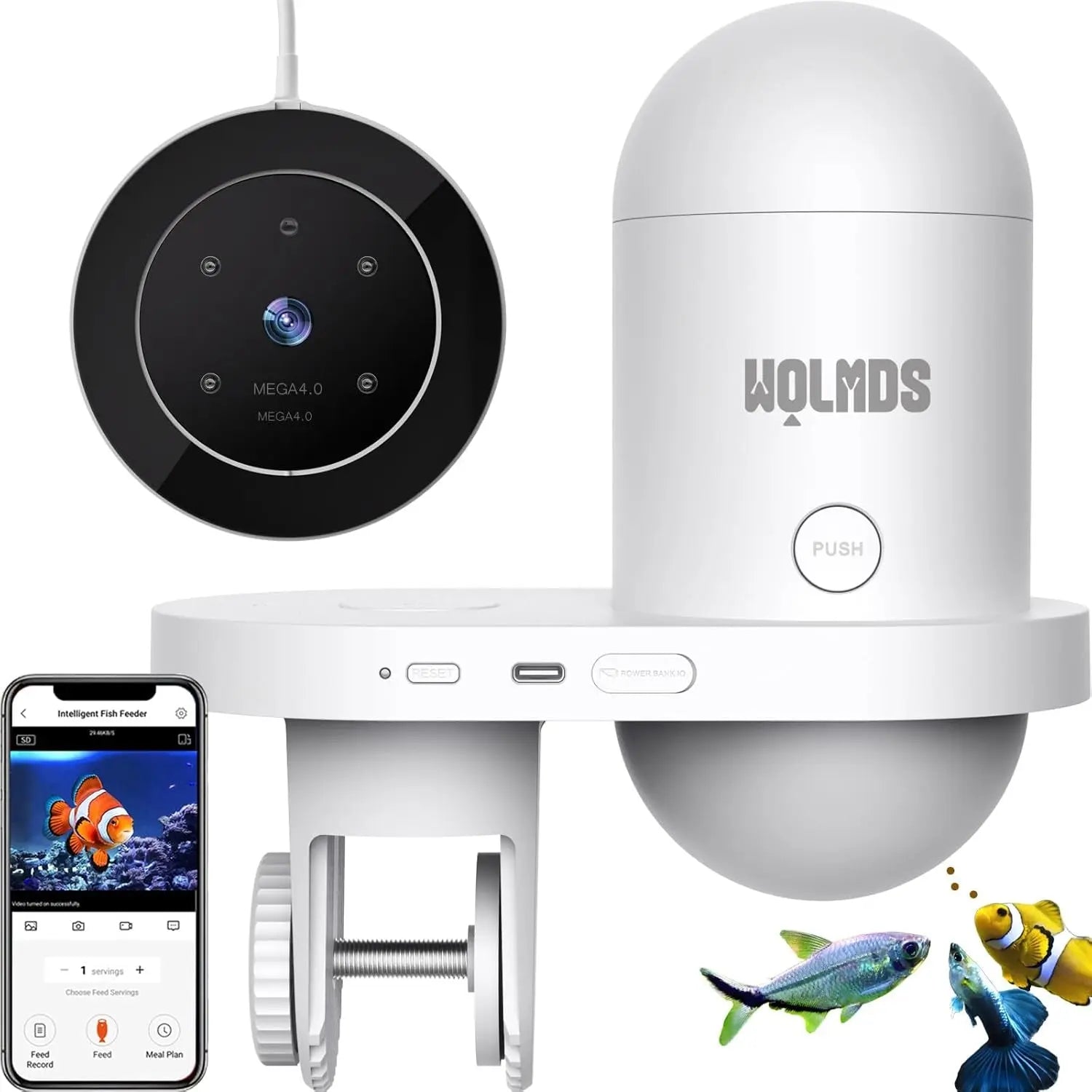 Automatic Fish Feeder WiFi (2.5 &amp; 5G) 2.5K Camera App Control 230ML Tank
