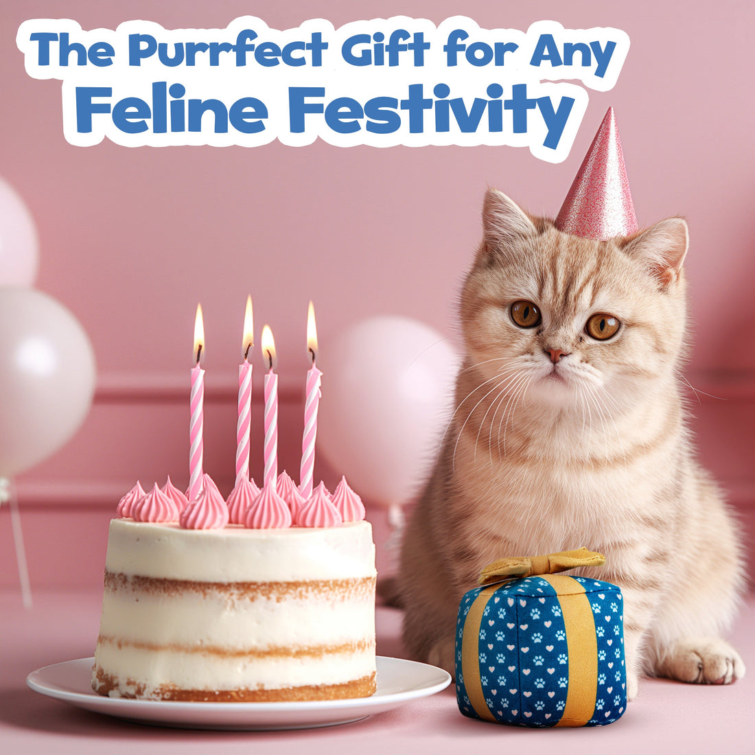 PUPROAR Gift Box Cat Toy | Cute Catnip &amp; Crinkle Birthday Cat Toy
