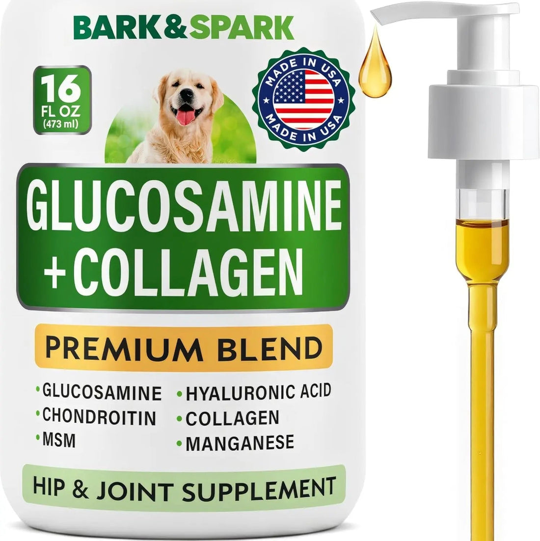 BARK&amp;SPARK Liquid or Chews Glucosamine Joint Supplement for Dogs Mobility