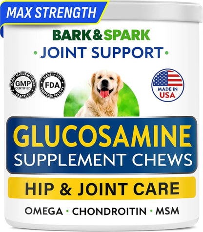 BARK&amp;SPARK Liquid or Chews Glucosamine Joint Supplement for Dogs Mobility