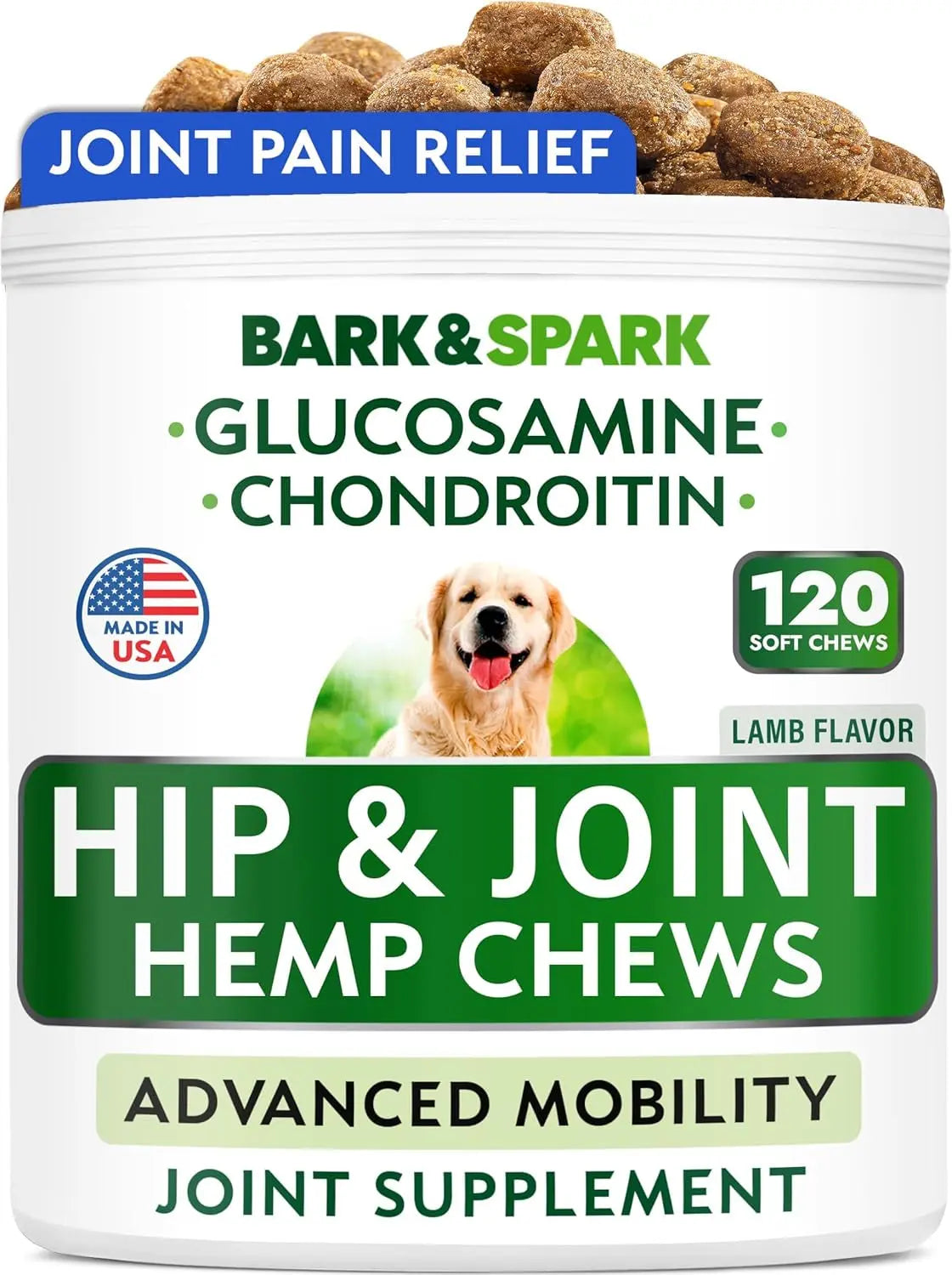 BARK&amp;SPARK Liquid or Chews Glucosamine Joint Supplement for Dogs Mobility
