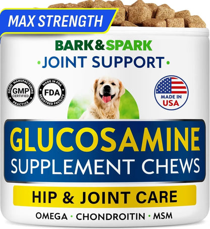 BARK&amp;SPARK Liquid or Chews Glucosamine Joint Supplement for Dogs Mobility