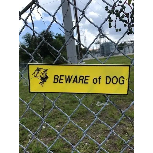 Beware Of Dog Signs Plastic Durable &amp; Visible Black or Yellow 9 x 11" or 3 x 10"