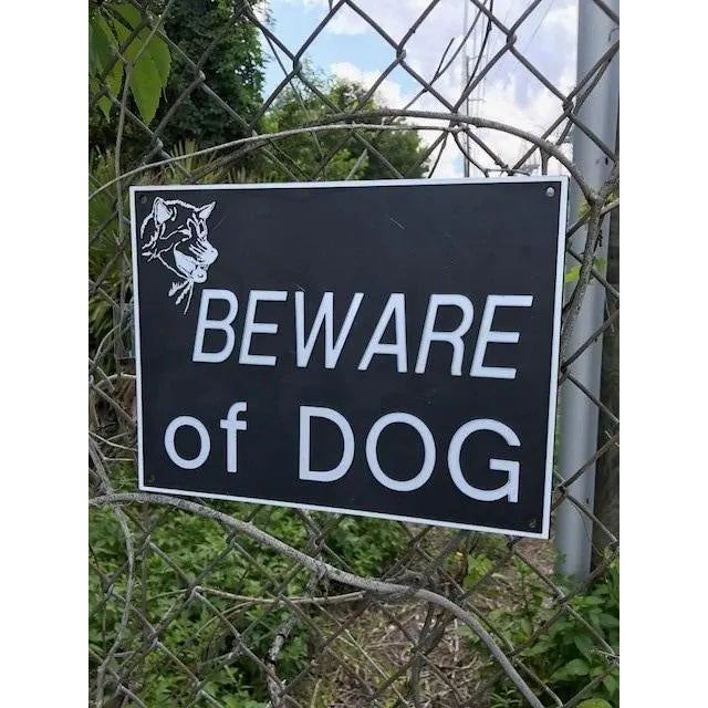 Beware Of Dog Signs Plastic Durable &amp; Visible Black or Yellow 9 x 11" or 3 x 10"