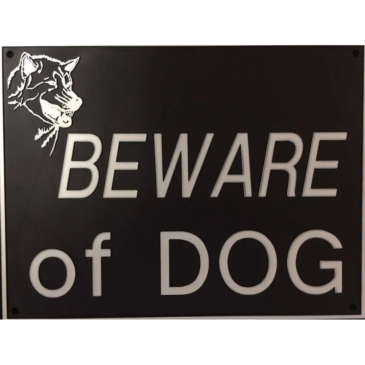 Beware Of Dog Signs Plastic Durable &amp; Visible Black or Yellow 9 x 11" or 3 x 10"