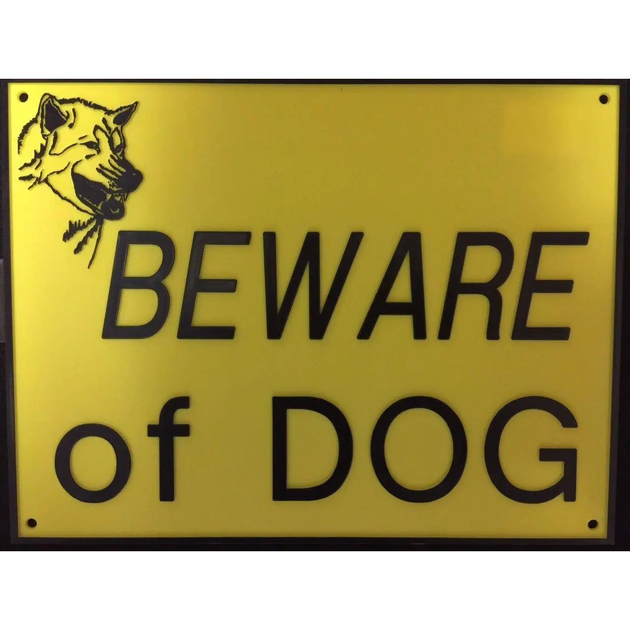 Beware Of Dog Signs Plastic Durable &amp; Visible Black or Yellow 9 x 11" or 3 x 10"