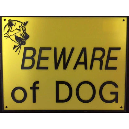 Beware Of Dog Signs Plastic Durable &amp; Visible Black or Yellow 9 x 11" or 3 x 10"