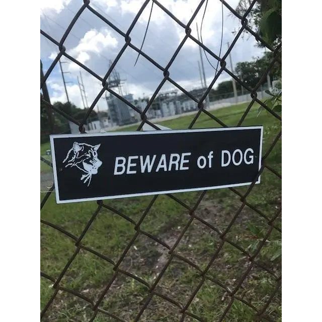 Beware Of Dog Signs Plastic Durable &amp; Visible Black or Yellow 9 x 11" or 3 x 10"