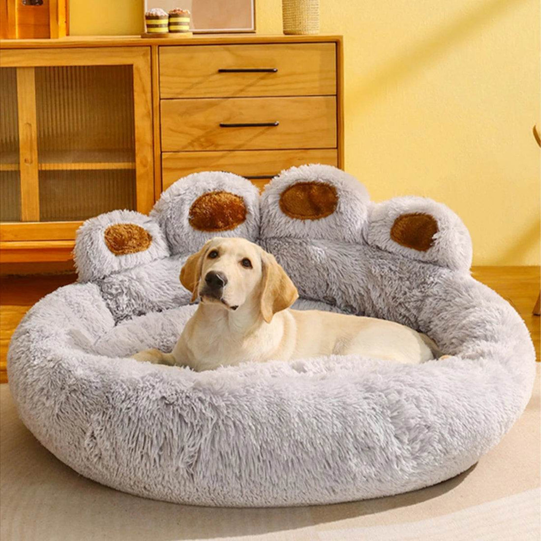 Big Paw Plush Pet Sofa Bed – Washable Dog &amp; Cat Bed with Calming Raised Edges (Small to XL)