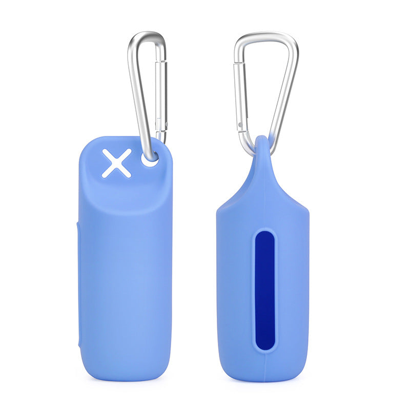 Silicone dog poop bag holder with dispenser, portable, hanging ring &amp; storage case