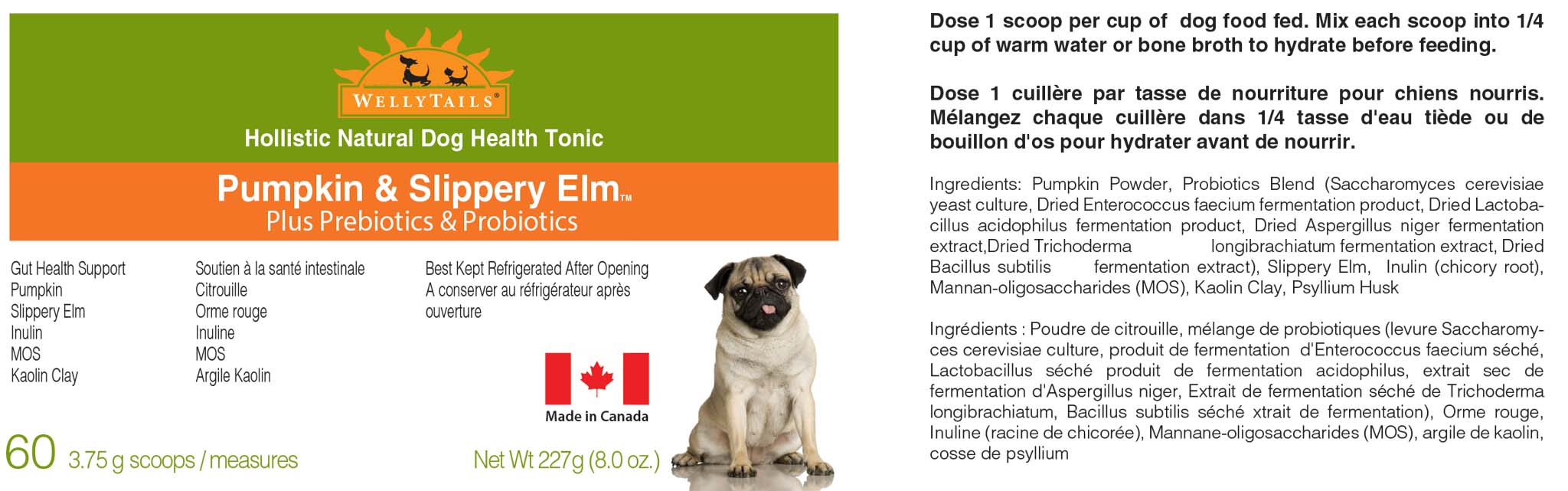 WellyTails Pumpkin &amp; Slippery Elm with Probiotics &amp; Prebiotics