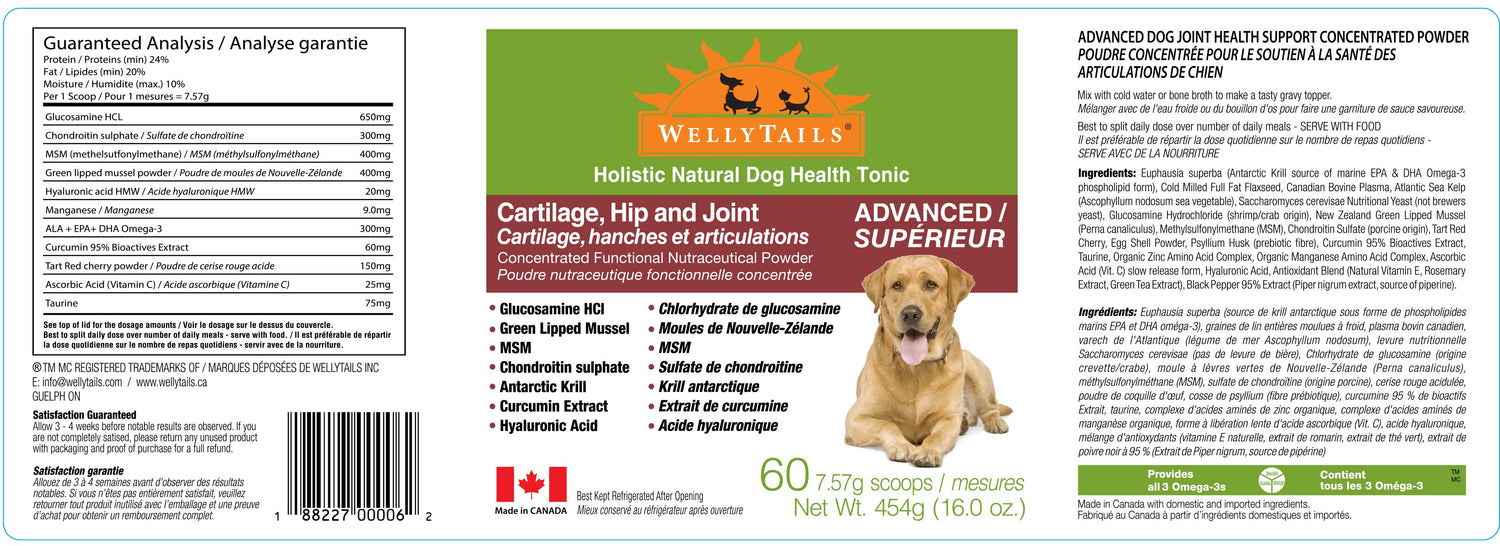 WellyTails Cartilage, Hip &amp; Joint Dog ADVANCED (original Rx formula updated)