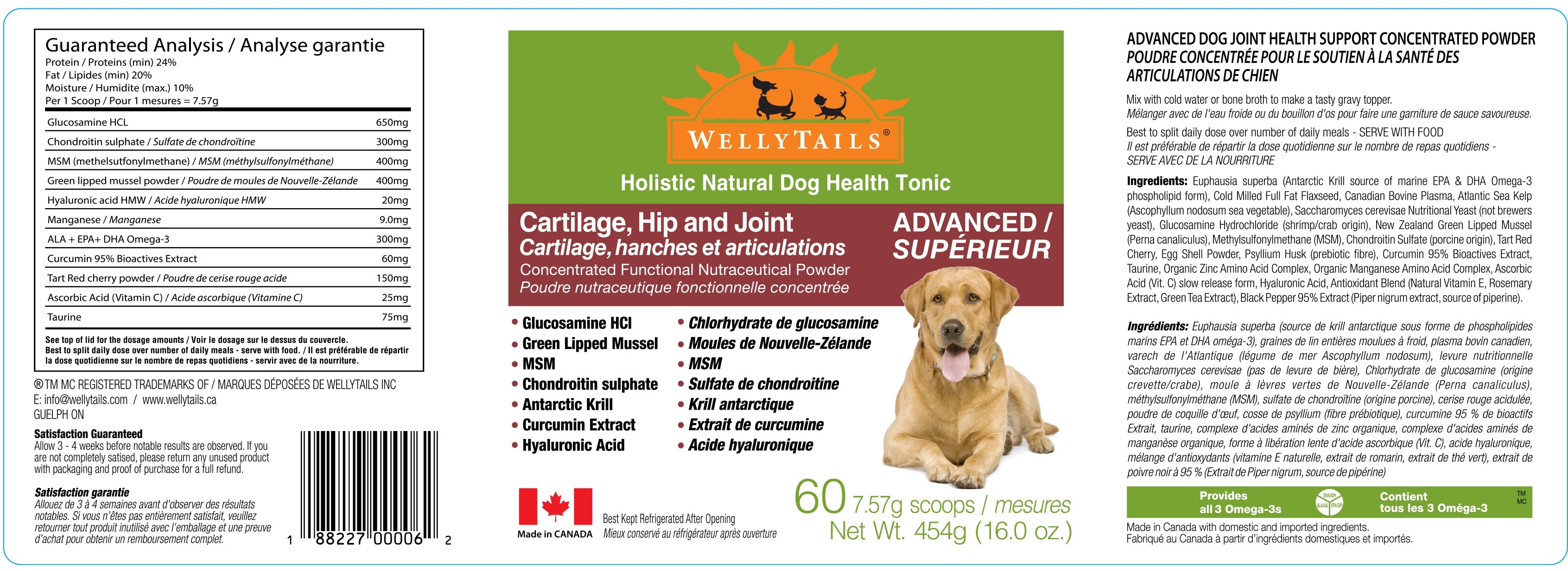 WellyTails Cartilage, Hip &amp; Joint Dog ADVANCED (original Rx formula updated)