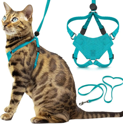 Cat Harness Escape Proof Adjustable Leash Set Reflective Walking Vest