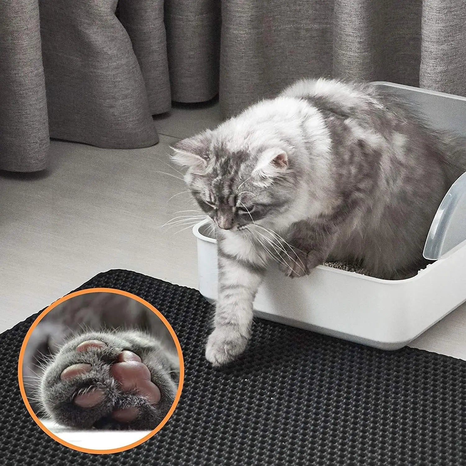 Cat Litter Mat –Waterproof &amp; Urine Proof, Scatter Control, Easy Clean, Washable, BPA-Free