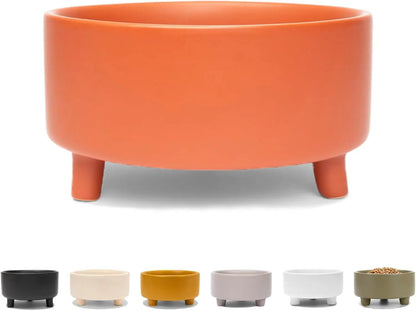 Ceramic Cat &amp; Dog Pet Bowl, Elevated Stoneware Feeder, Dishwasher Safe