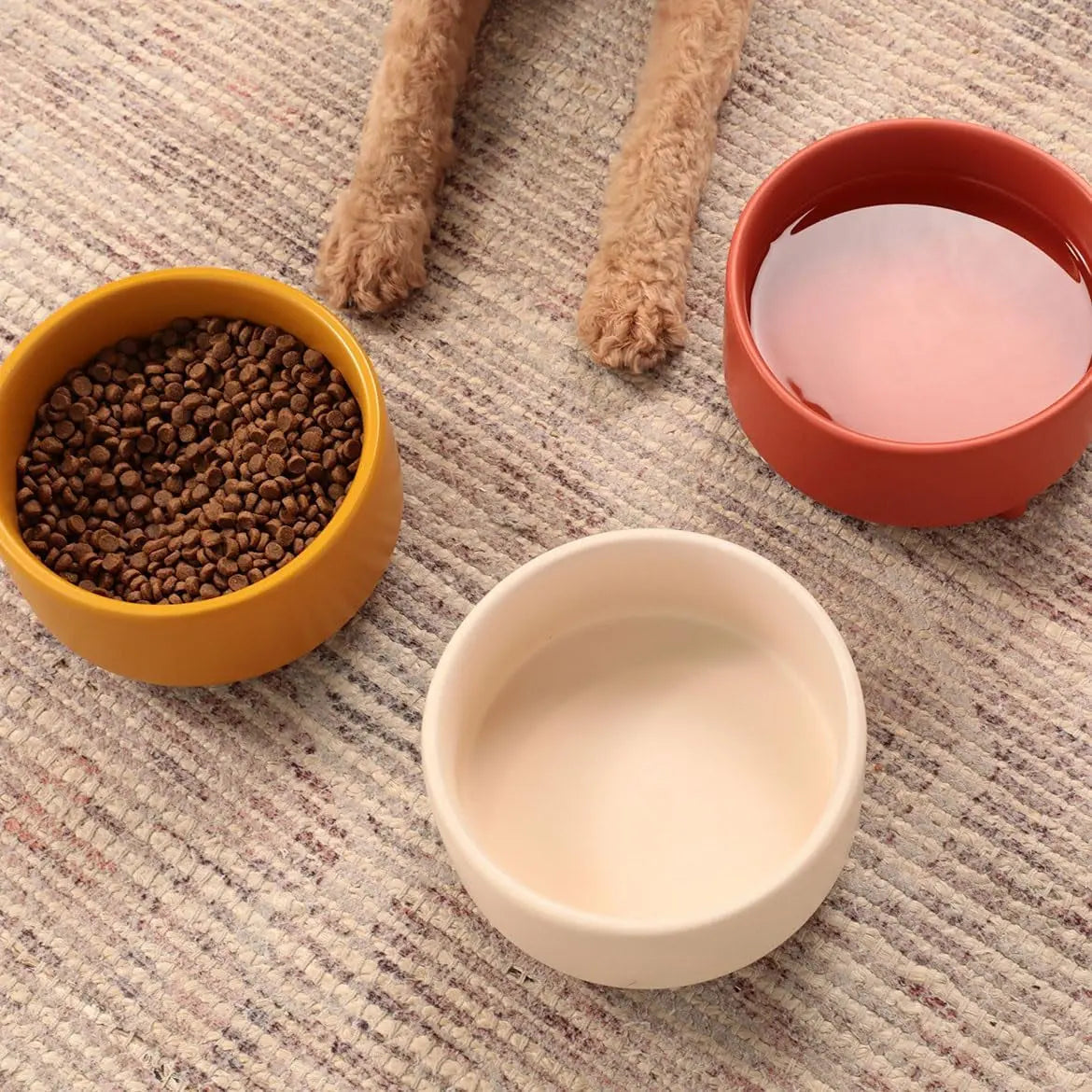 Ceramic Cat &amp; Dog Pet Bowl, Elevated Stoneware Feeder, Dishwasher Safe