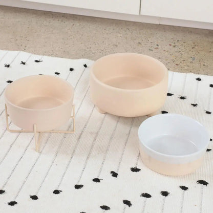 Ceramic Cat &amp; Dog Pet Bowl, Elevated Stoneware Feeder, Dishwasher Safe