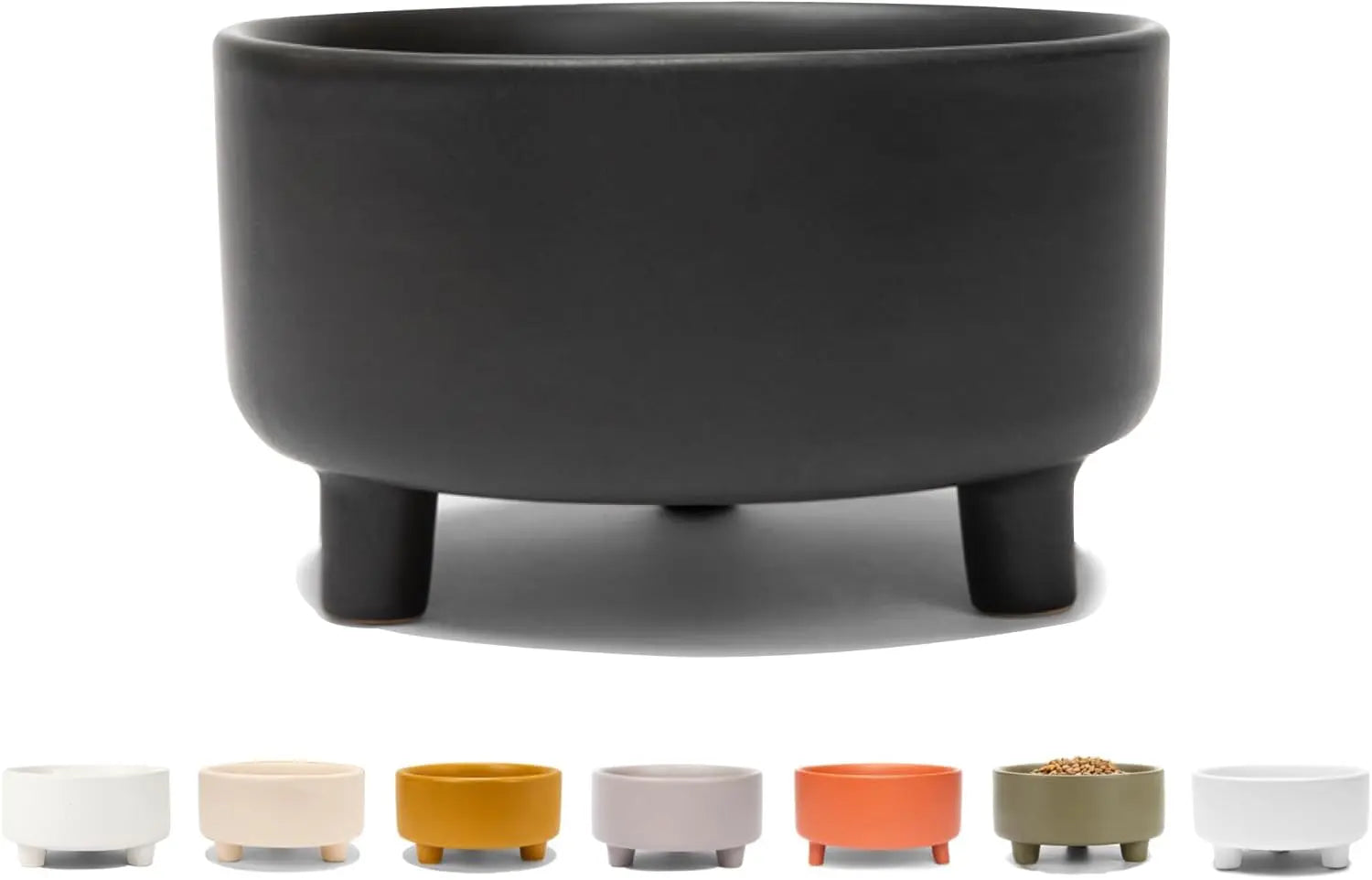 Ceramic Cat &amp; Dog Pet Bowl, Elevated Stoneware Feeder, Dishwasher Safe