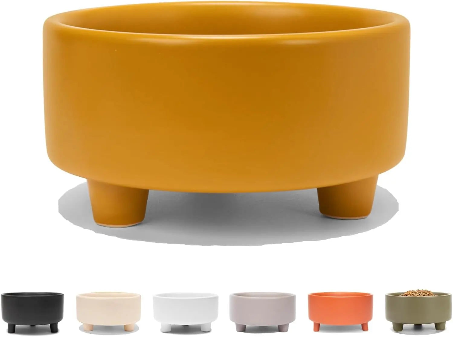 Ceramic Cat &amp; Dog Pet Bowl, Elevated Stoneware Feeder, Dishwasher Safe