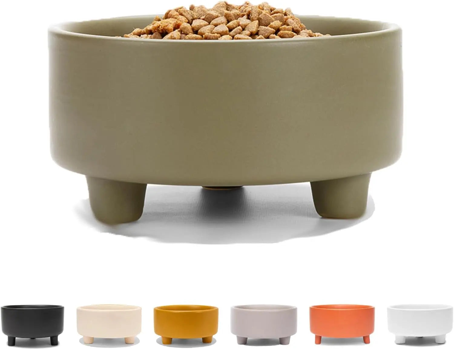 Ceramic Cat &amp; Dog Pet Bowl, Elevated Stoneware Feeder, Dishwasher Safe