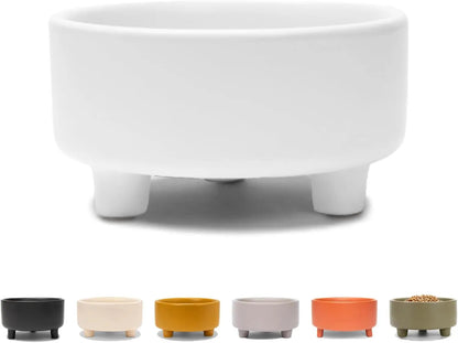 Ceramic Cat &amp; Dog Pet Bowl, Elevated Stoneware Feeder, Dishwasher Safe